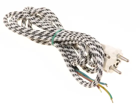 flexošňůra přívodní, opředená, L = 1,9 m, 3x1mm2, přímá vidlice